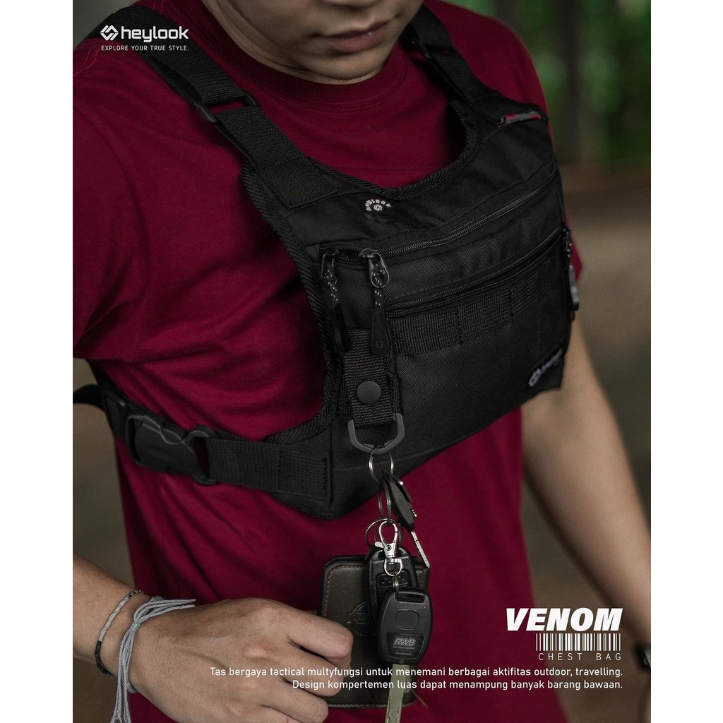 Chest Bag Tas Selempang Dada Premium Multifungsi Chest Rig Bag Tas Dada Pria Tactical Pelindung Dada Motor Biker Sepeda