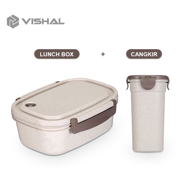 VISHAL Lunch Box Set Kotak Bekal Makan Cangkir Sup Portable Cangkir Sup Free Sendok VS-68