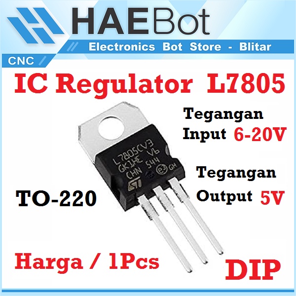 [HAEBOT] IC Regulator Tegangan Voltage 5V L7805 LM7805 7805 DIP Elektronika Arduino TO 220 Penstabil Sirkuit Amplifier