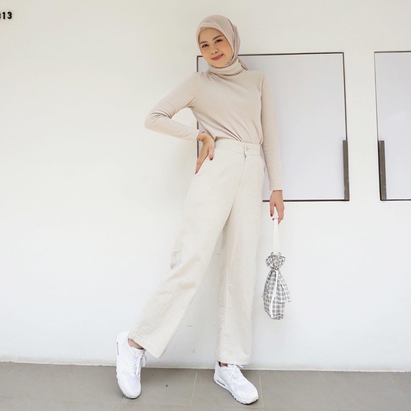 Celana Cullote Linen Slim Highwaist