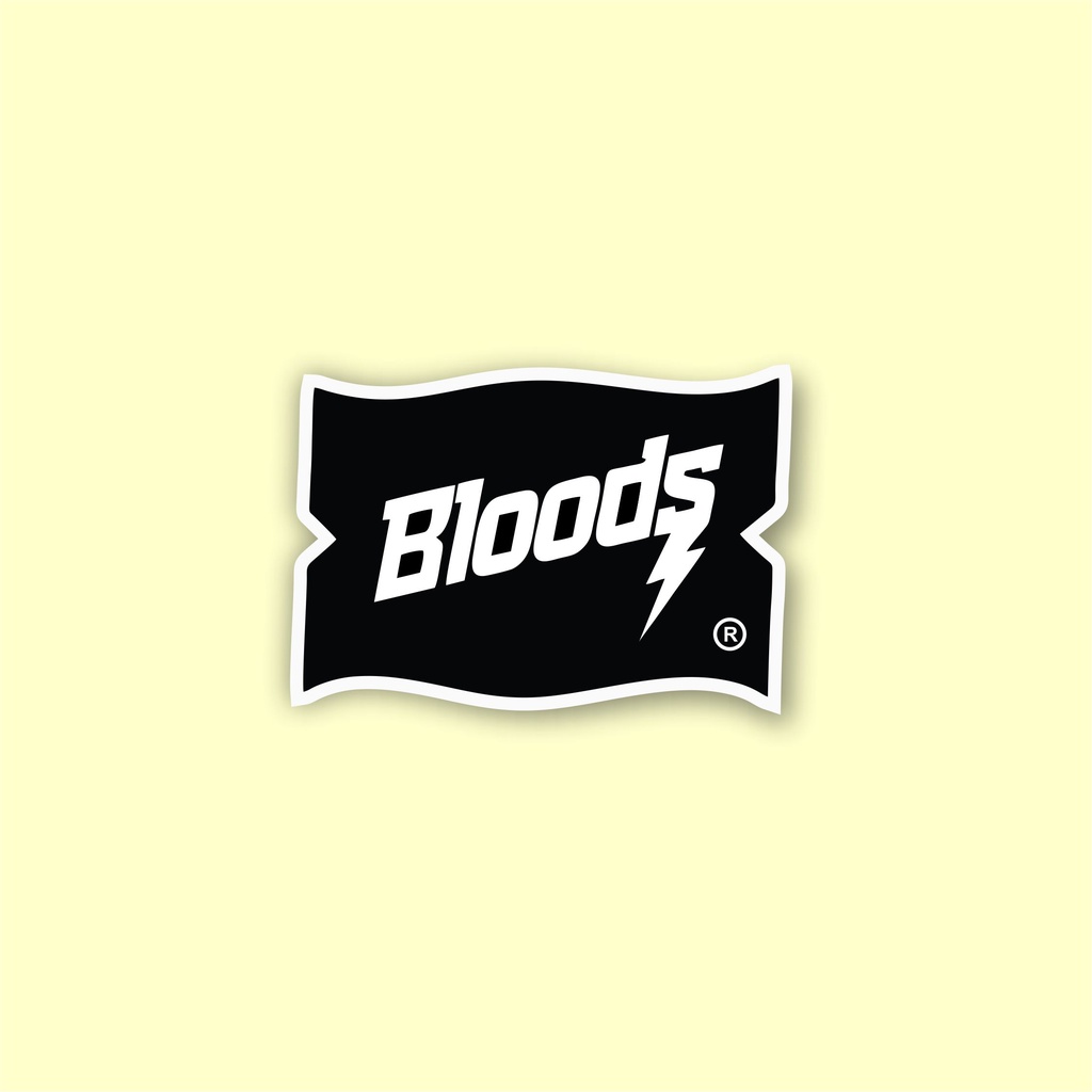 

stiker brand distro bloods bahan graftac anti air