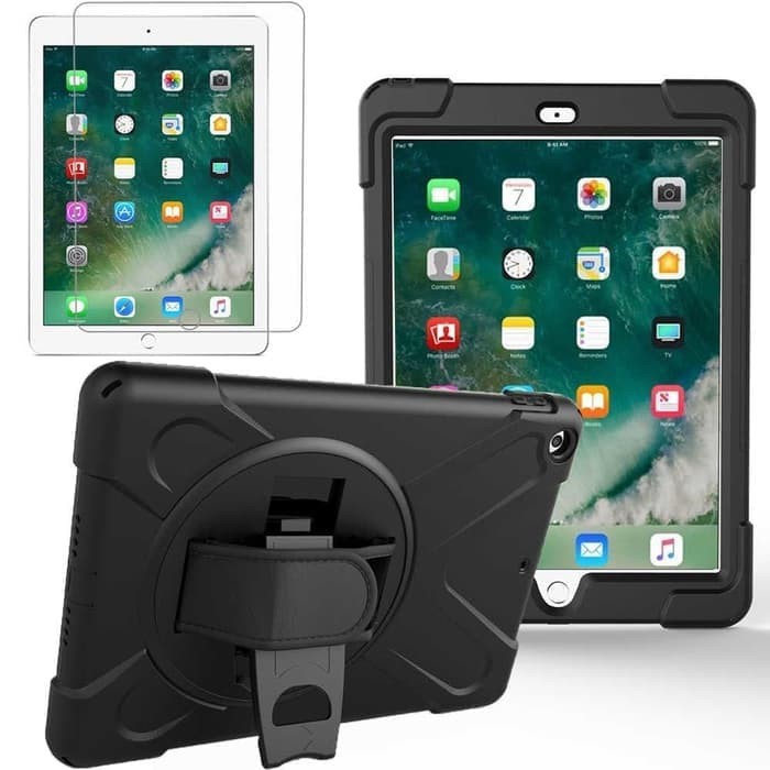 IPAD 5 / 6 2017-2018 Defender Military Hybrid Armor Case Strap Rugged