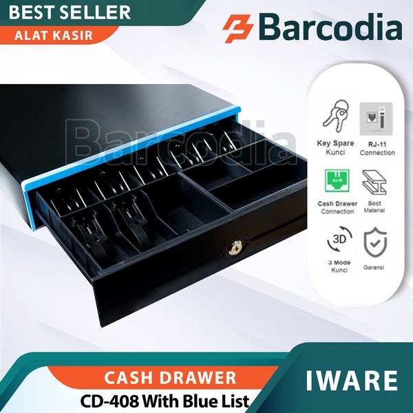 Cash Drawer Laci Kasir Iware UL400 Blue List