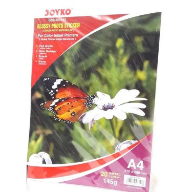 

JOYKO KERTAS GLOSSY FHOTO STICKER A4 145 GRAM / PAK = 20 LEMBAR