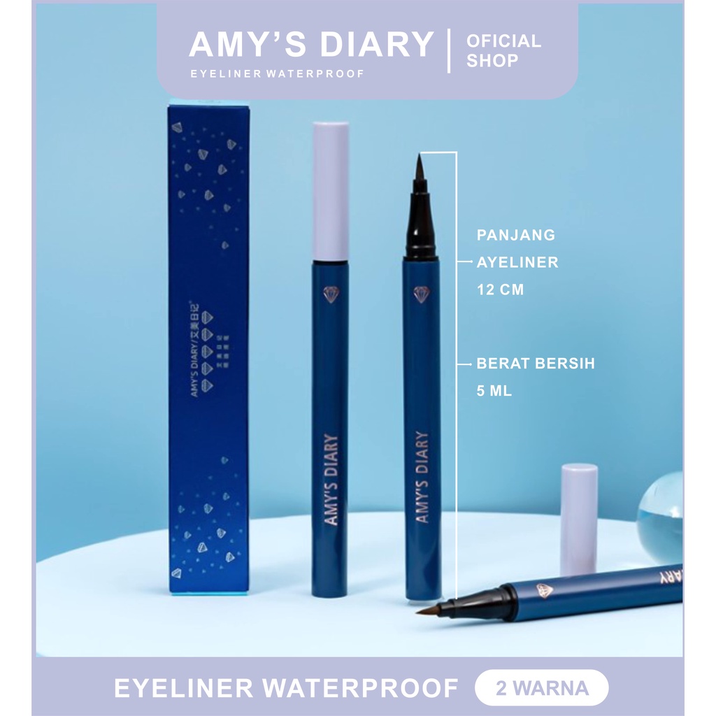 Eyeliner Waterproof AMY'S DIARY Liquid Eyeliner Sweat Proof Anti Smudge Soft Touch tahan lama