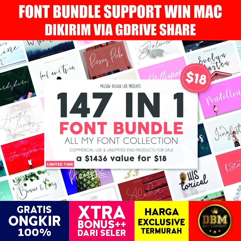 147 In 1 Font Bundle Sale