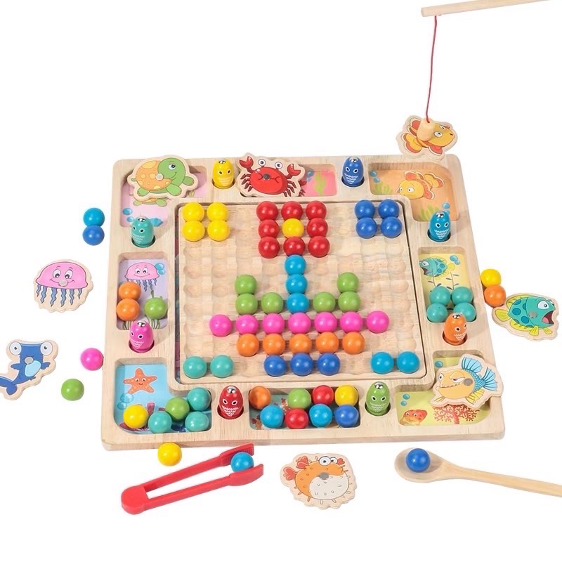 multifunction fishing beads learning board papan belajar mengenal warna berhitung motorik anak