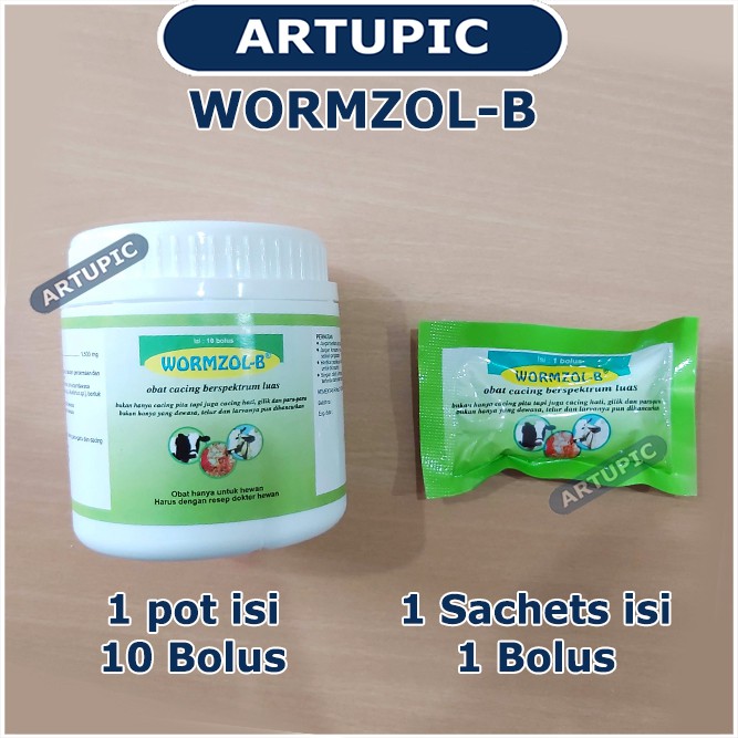 Wormzol Bolus 1 SACHET isi 1 Bolus Obat Cacing Cacingan Pita Sapi Kerbau Kuda Hewan Albendazole