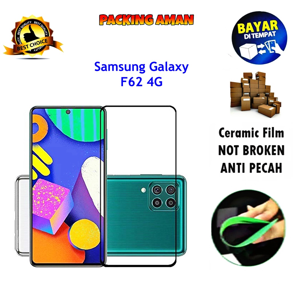 Tempered Glass Samsung Galaxy F62 FULL COVER FULL SCREEN Ceramic Film Anti Gores