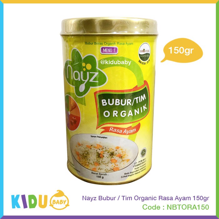 Nayz Bubur Tim Organic 150gr Rasa Ayam Hati Sapi Sapi Salmon Tuna Kakap Kidu Baby