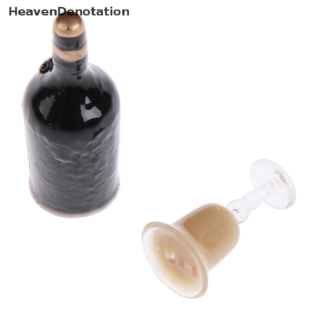 [HeavenDenotation] 1/12 Dollhouse Miniature Wine Bottle Set with cup Simulation Drinks Model Toys