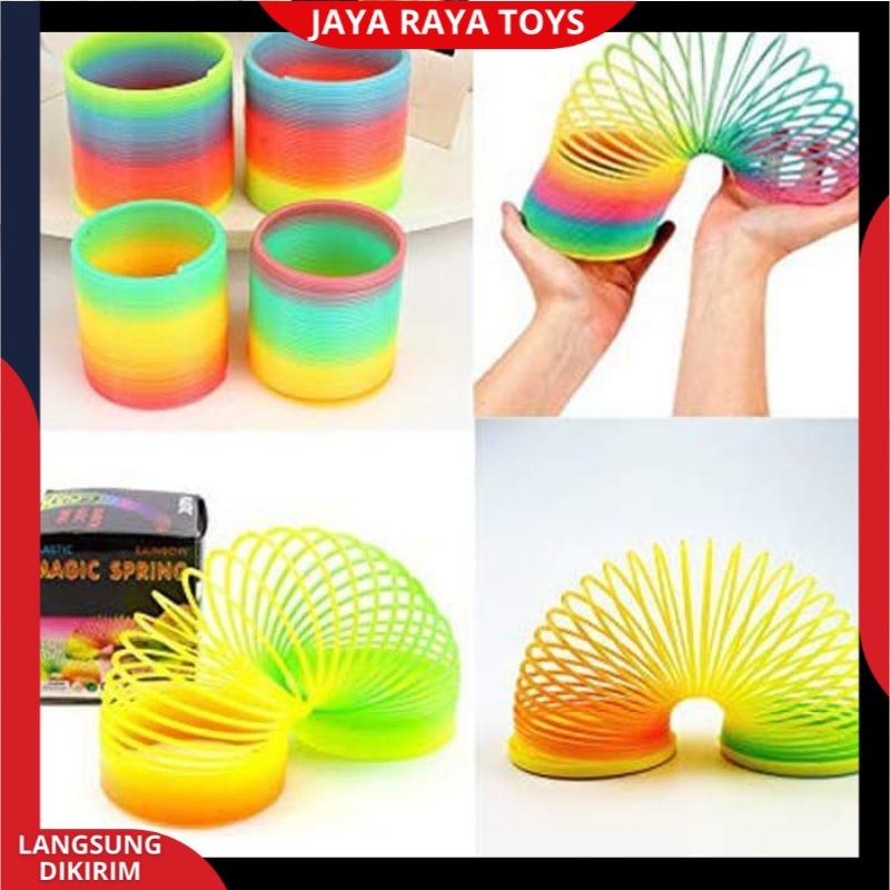 Mainan Anak Terbaru Magic Spring Rainbow Pelangi Diameter 5,5 Mainan Spiral Pelangi Plastik Berkualitas
