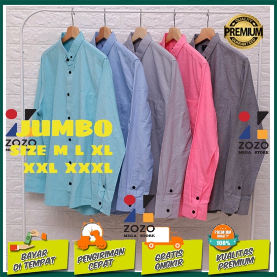 KEMEJA PRIA JUMBO LENGAN PANJANG HITAM XXL,XXXL, 3XL TERMURAH TOP BRAND