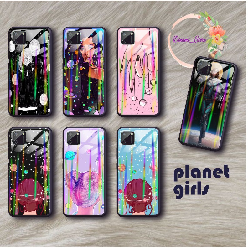 Back Case Glass Aurora PLANET GIRLS Oppo A3s A1k A5 A9 2020 A7 F9 A5s A31 A52 a53 A92 A37 A57 DST463