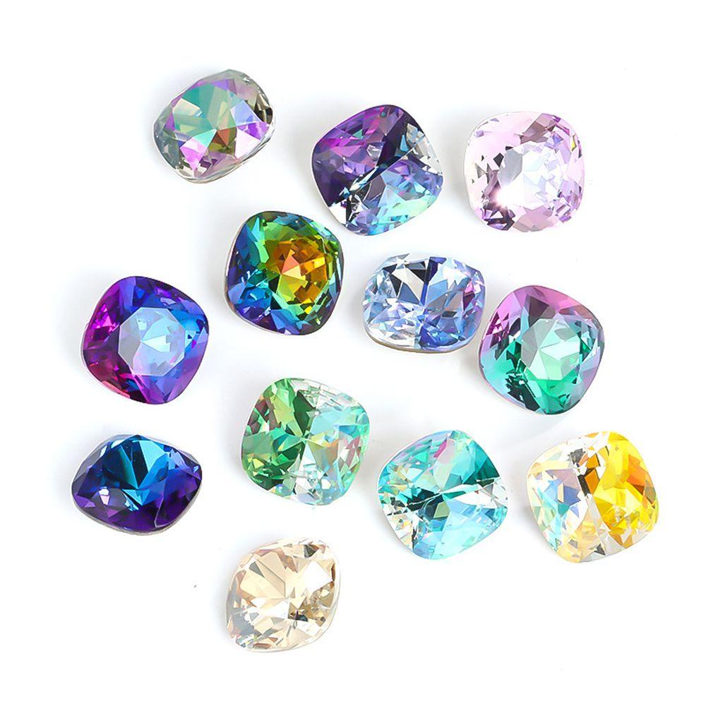 Mxbeauty Nail Art Rhinestones Aurora 8mm Lemak Persegi Bulat Leopard Print Membuat Perhiasan Manicure Aksesoris DIY Craft Permata Kuku Charms