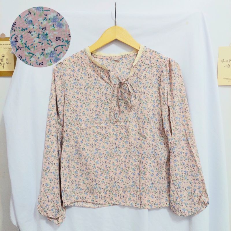 【BISA COD】Chiffon Lace Floral Blouse wanita Lengan Panjang summer atasan blus import cewek-Motif 52