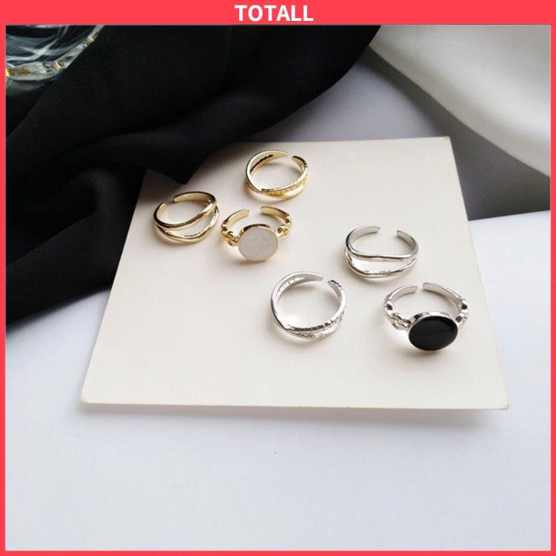 COD Cincin Retro Set Aksesoris Cincin Wanita Tiga-dalam-satu yang Dapat Disesuaikan-Totall