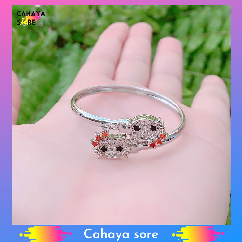 Gelang Xuping Silver Gelang Tangan Anak Model Bangkok Permata Hellokitty GA09