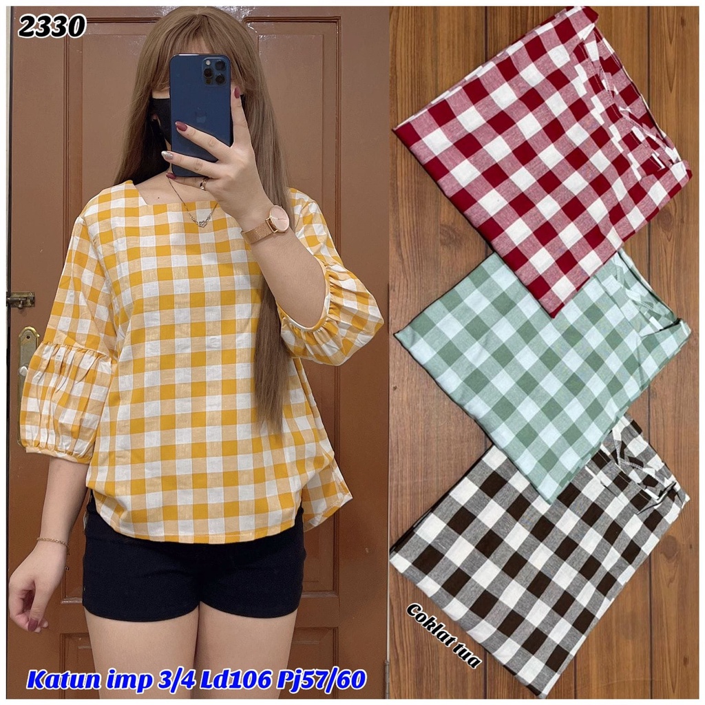 2330/EI BLOUSE WANITA KATUN KOTAK BANGKOK