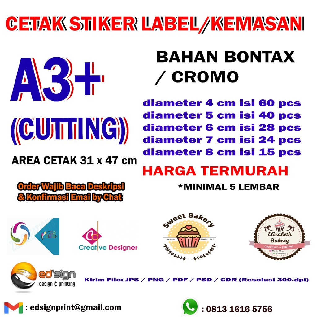 

CETAK STIKER CHROMO A3+ CUTTING / STIKER KEMASAN PRUDUCT MAKANAN