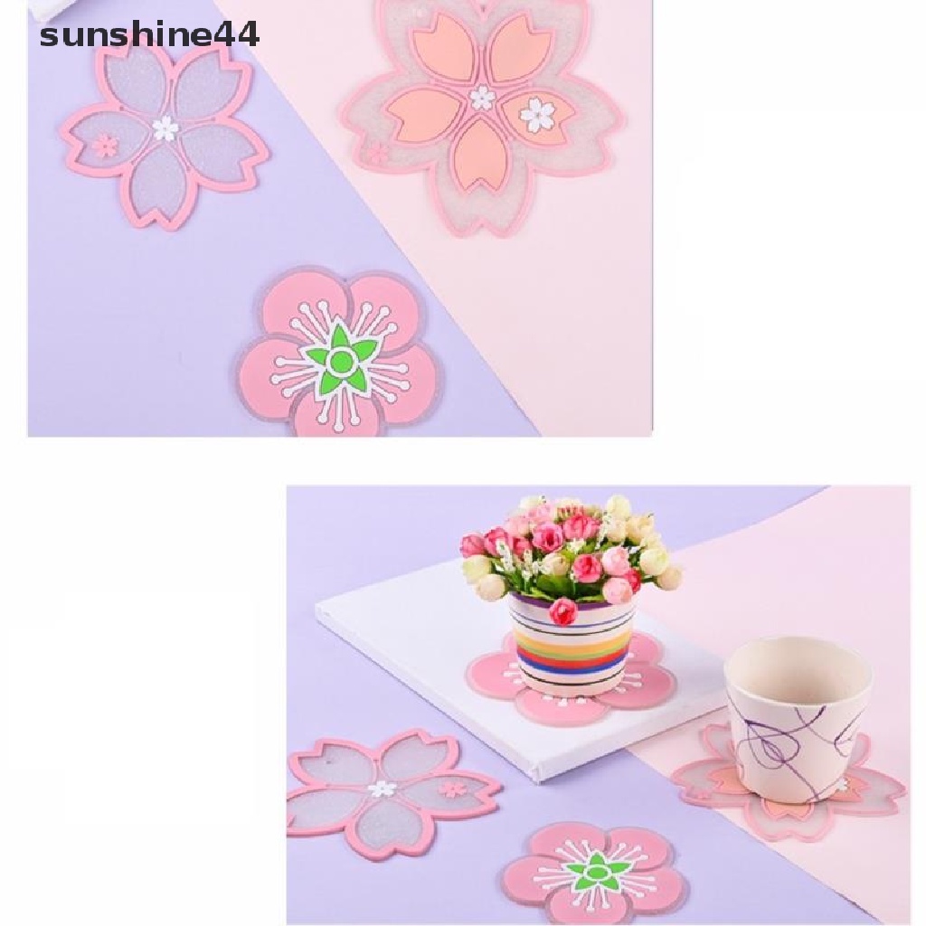 Sunshine 1pc Alas Piring / Wadah Makanan Dengan Bahan Insulasi Thermal Anti-Slip Dan Gambar Bunga Sakura