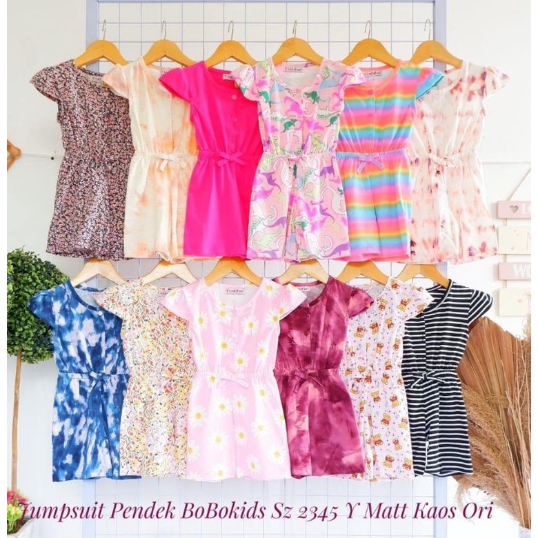 (PILIH MOTIF) JUMPSUIT ANAK BOBOKIDS RUFFLE PENDEK SIZE 2345 (Ecer &amp; Grosir min 6)