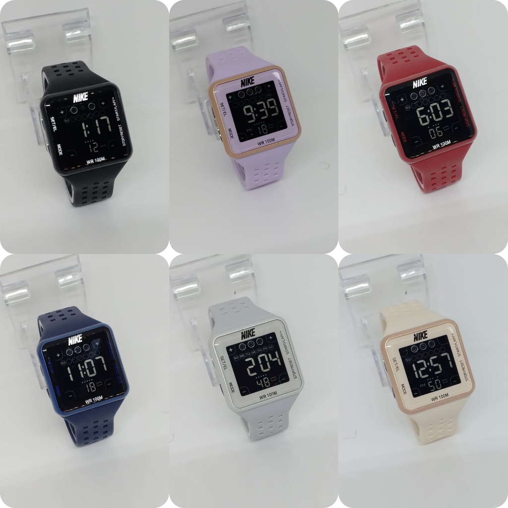 (KWS) Jam Tangan Pria Sporty NIKE Digital Kotak Strap Rubber NK-6166