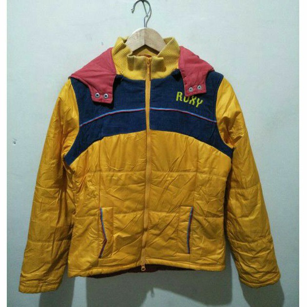 jaket outdoor roxy bahan parasut second original kuning