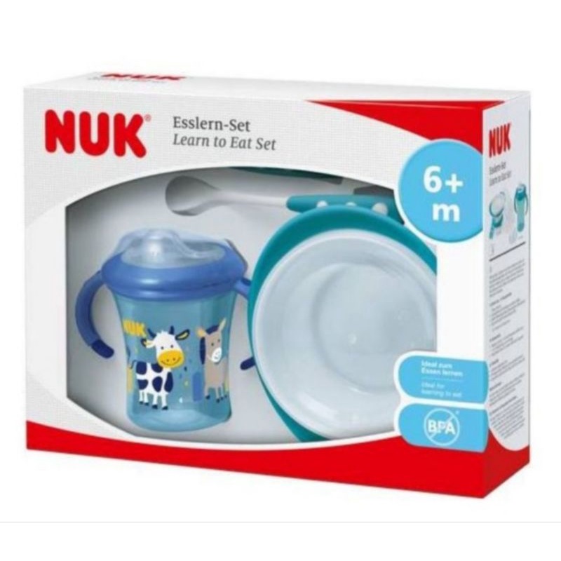 NUK Learn To Eat Set / Perlengkapan Makan Bayi Training Cup / Feeding Set / Baby Gift Set