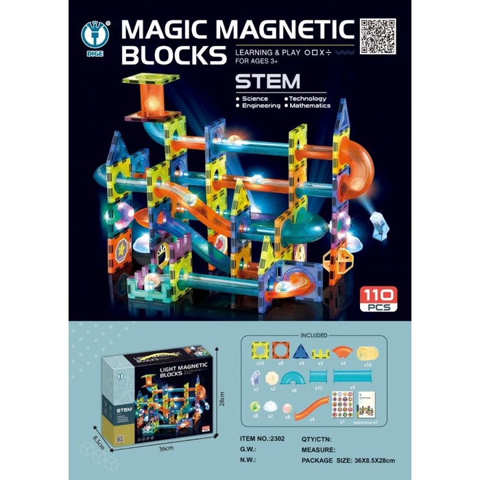 Jual Mainan Edukasi Tiles Marble Light Marble Run Block DIY