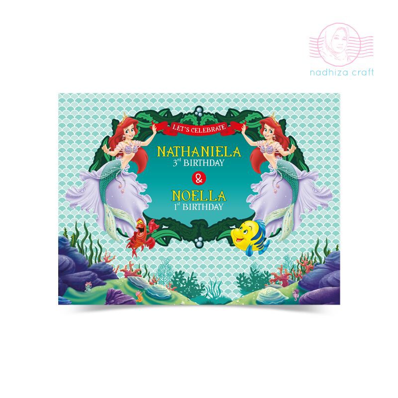 BACKDROP BANNER ULANG TAHUN TEMA MERMAID