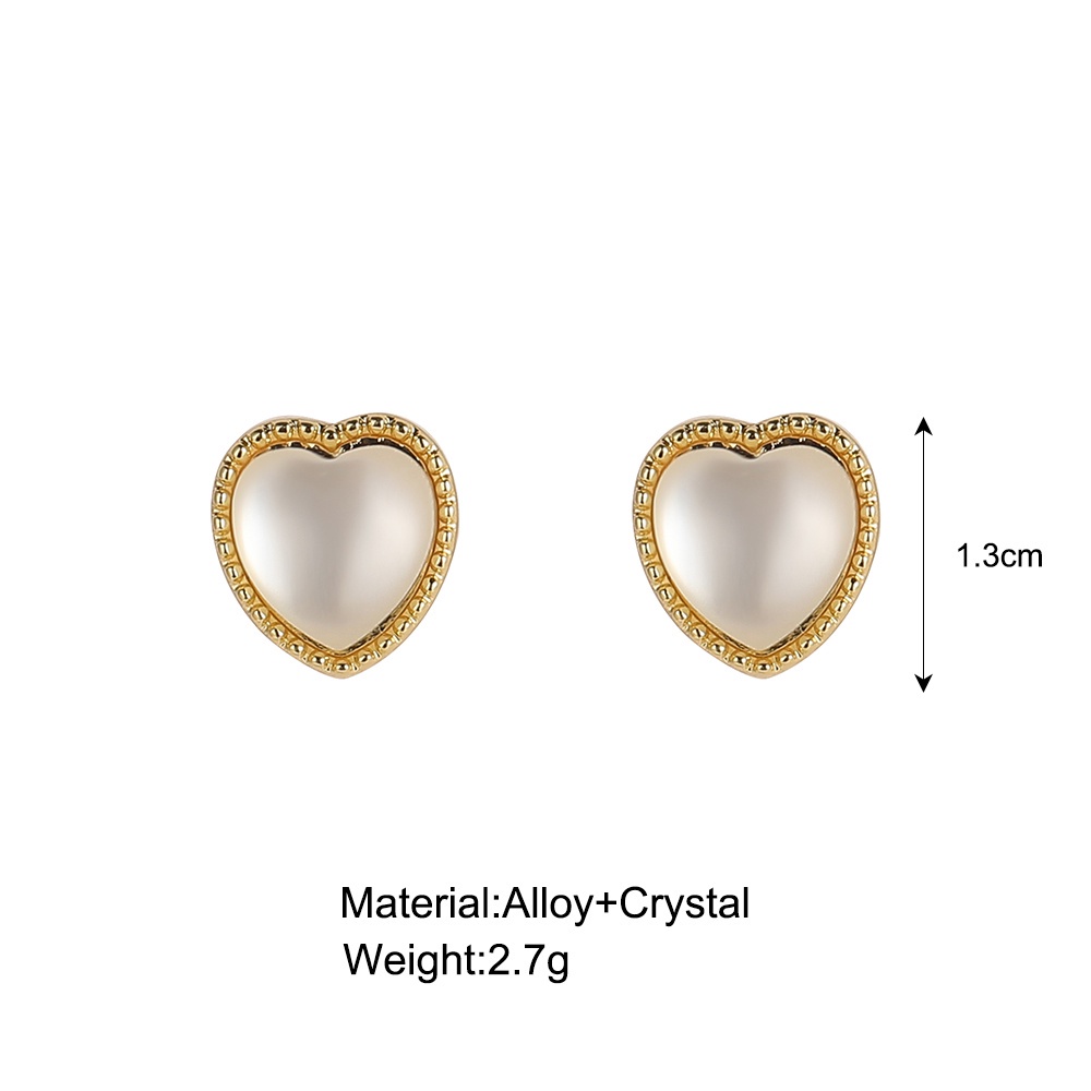 Anting Stud Kristal Bentuk Hati Gaya Elegan Untuk Wanita