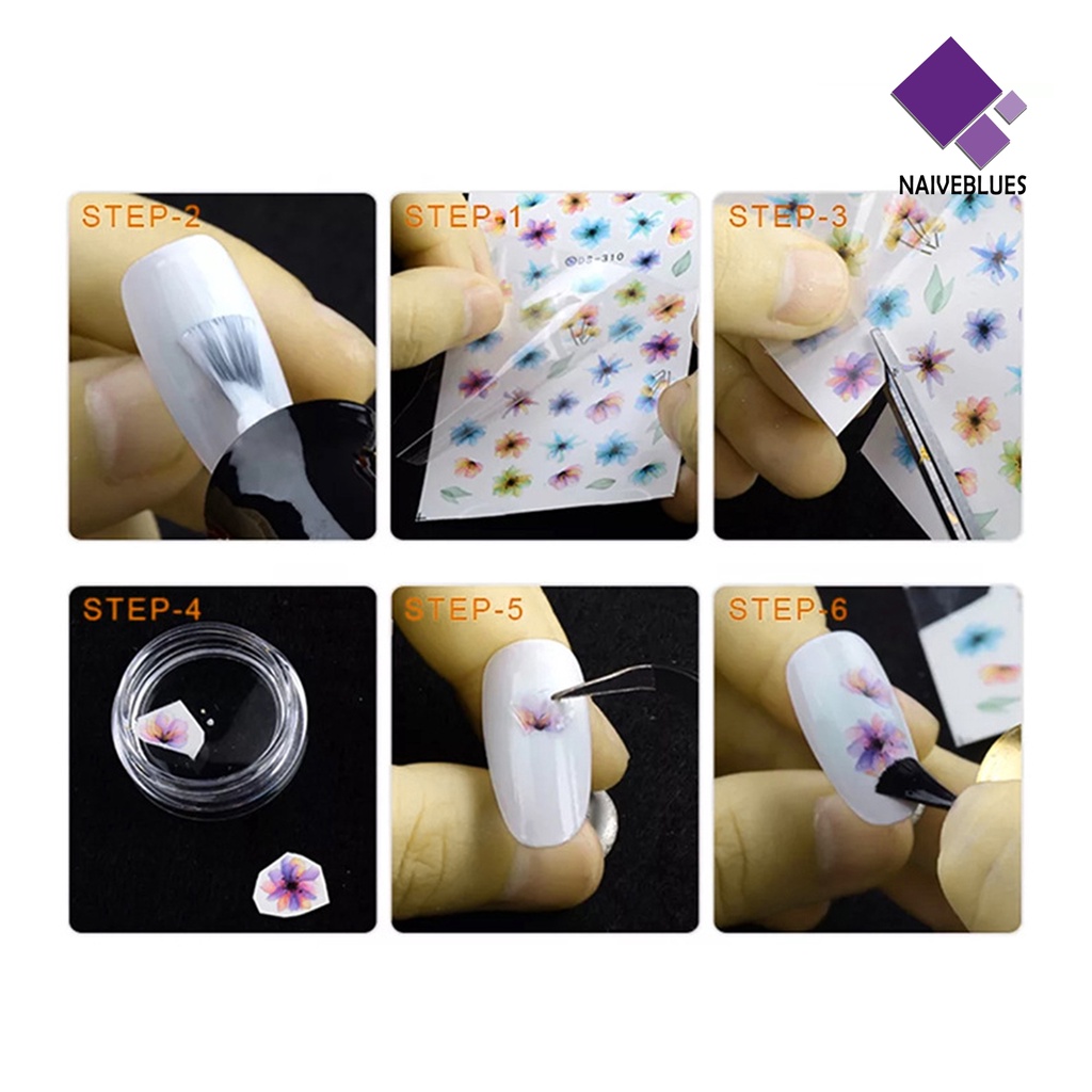 Naiveblue &gt; 3Pcs / Set Stiker Decal Motif Geometri Tahan Air Untuk Dekorasi Nail Art / Manicure