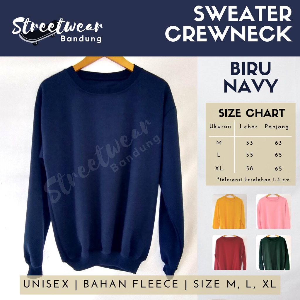 PROMO SWEATER POLOS MURAH PRIA/WANITA KUALITAS PREMIUM, CREWNECK BIRU NAVY