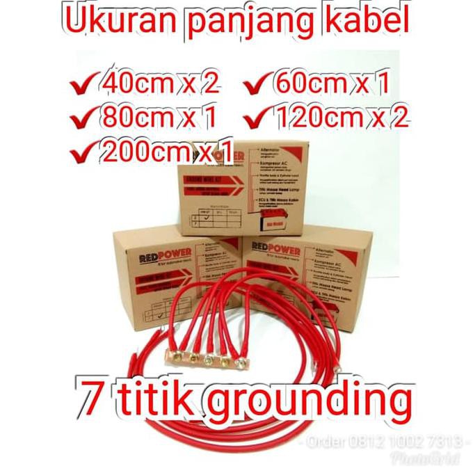 Pk6469543- Kabel Grounding Redpower 7 Titik Merah Untuk Ground Mobil G73F53R4S