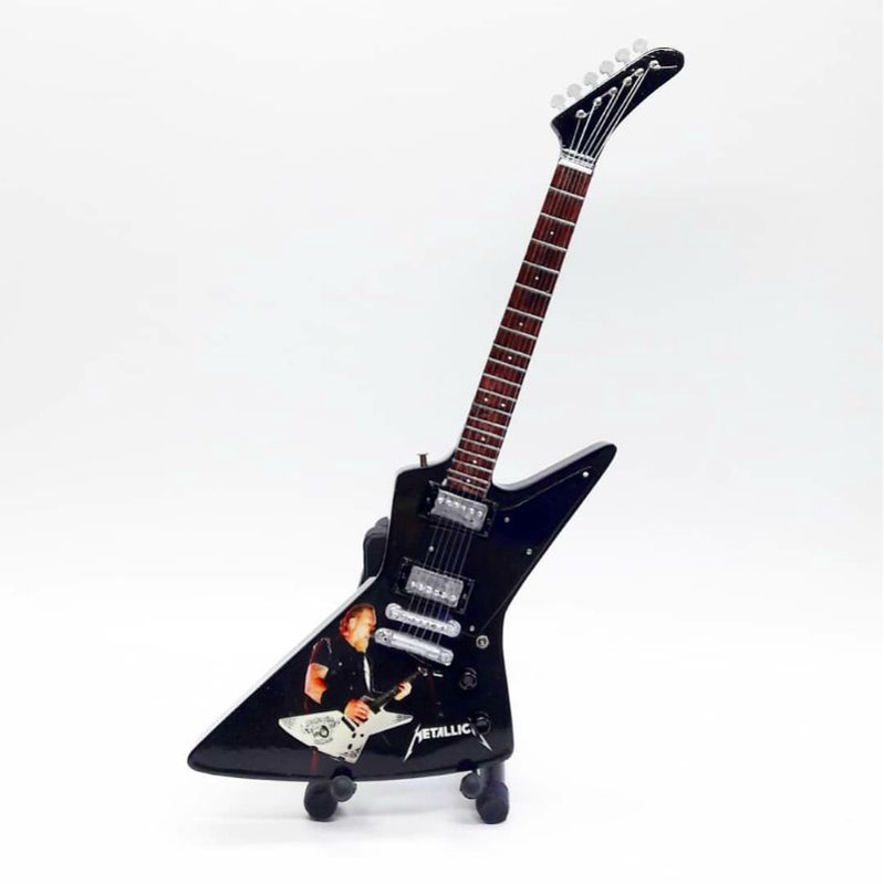 Miniatur Gitar Explorer James Hetfield Metallica Free Box Exclusive dan Miniatur Stand Gitar