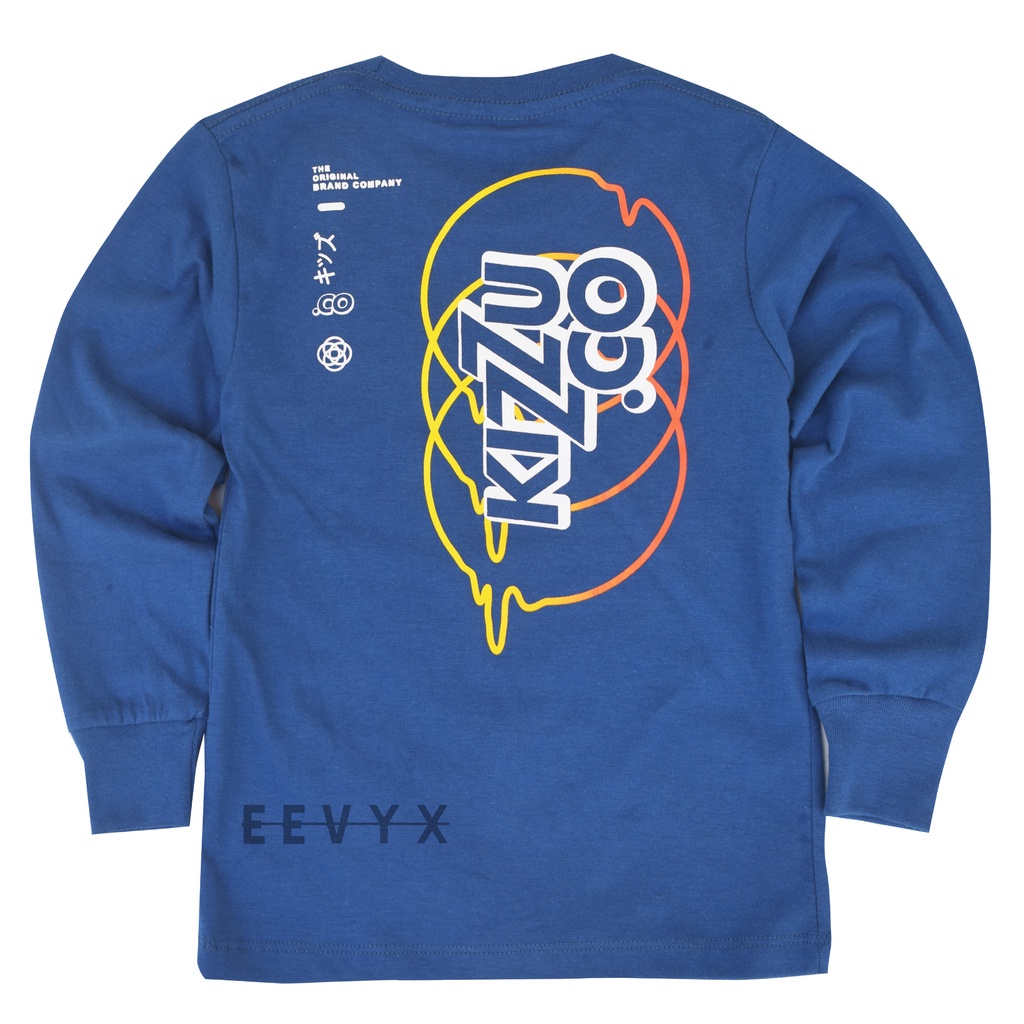 Kizzu Baju Kaos Anak Laki Laki Lengan Panjang Umur 1-12 Tahun - CO Biru - Eevyx Store