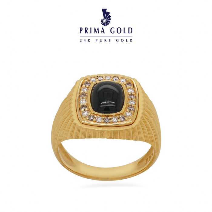PRIMA Black Onyx Man Ring with Champagne Diamond 165R0561-02
