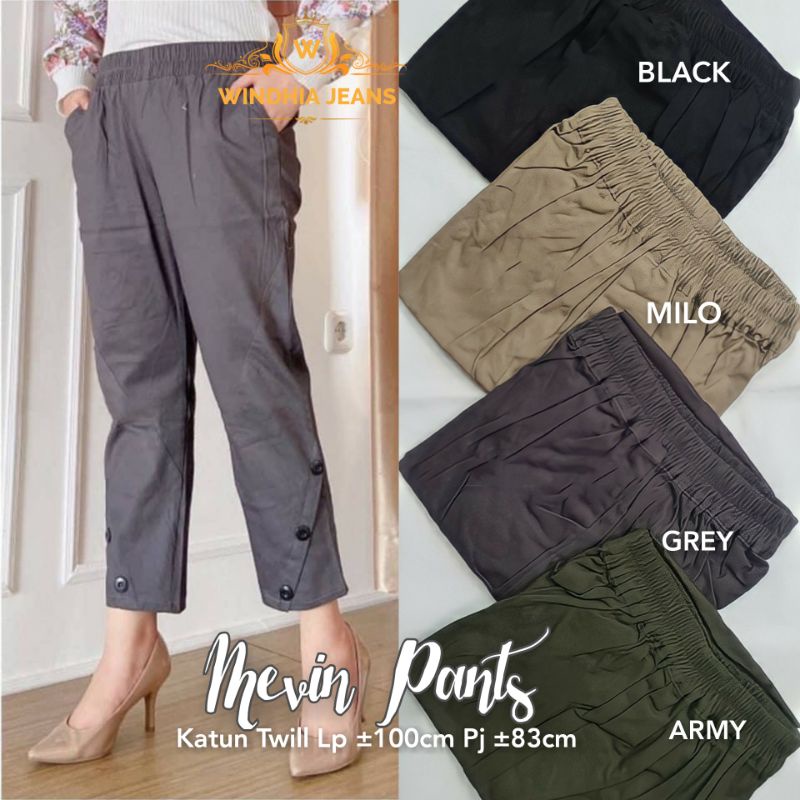 Mevin Celana Baggy Boyfriend Pants Wanita Katun Twill Premium