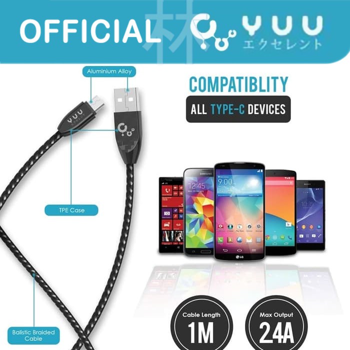 Yuu YCBM03M Data Cable Micro USB 2.4A