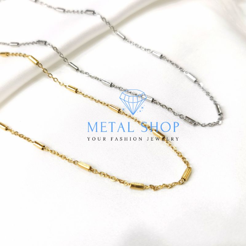 Kalung Titanium Pria Wanita Nuri Bambu Model Kalung Jedar Panjang 50cm