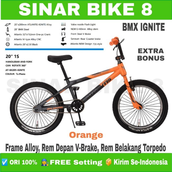 Sepeda Anak Laki Ukuran 20 Inch BMX ATLANTIS IGNITE  Alloy Rotor Torpedo