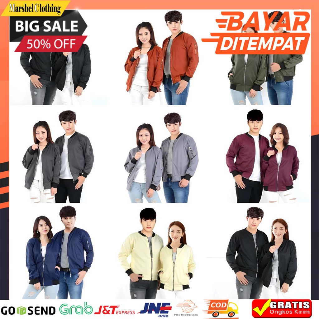 [ BAYAR COD ] - ( HARGA SEPASANG ) Jaket Bomber Pasangan | Jaket Bomber Couple | Jaket Pria Wanita