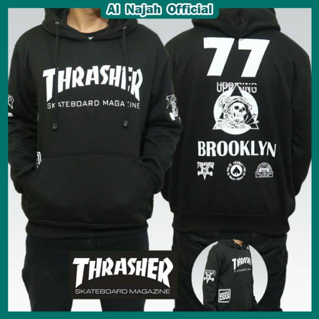 Sweater Hoodie Thrasher Jaket Hoodie Thrasher 77 Brooklyn ( Premium Fleece ) L- XXL