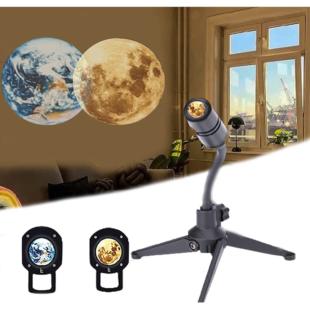 Moon Earth Projection LED Lamp 2-in-1 - Lampu Proyeksi Bumi dan Bulan