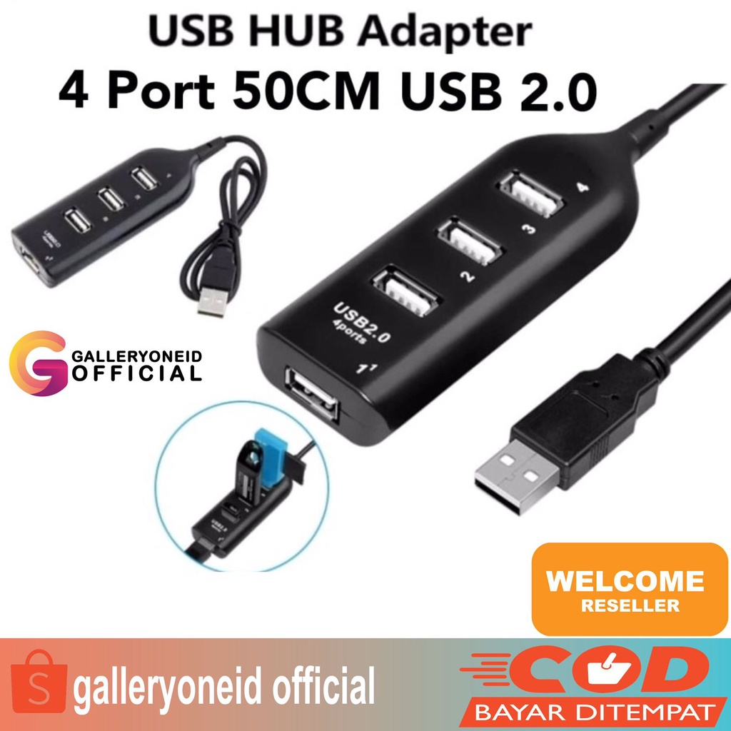 Kabel USB HUB 4 PORT 2.0 50 CM Power Adapter OTG 4 in 1 High Speed