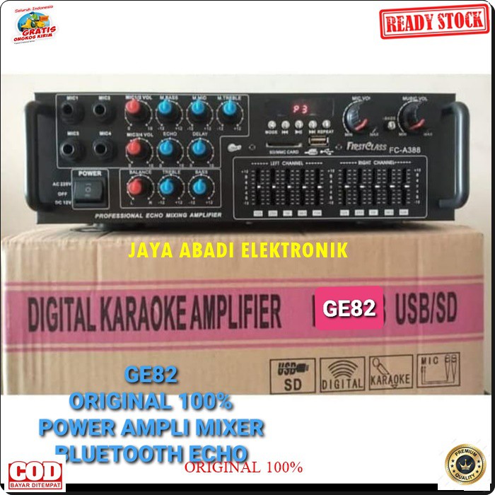 G82 FIRSTCLASS DIGITAL ECHO MIXER MIXING POWER AMPLI BLUETOOTH AMPLIFIER BLUETOOT EQUALIZER BLUTOT KARAOKE USB MP3 PLAYER AUDIO SOUND SYSTEM AC DC PROFESIONAL PRO AUX DJ VOCAL 4 CHANNEL NAKSIMAL SPEAKER PASIF UKURAN BISA SAMPAI 15 INCI SEPASANG7490