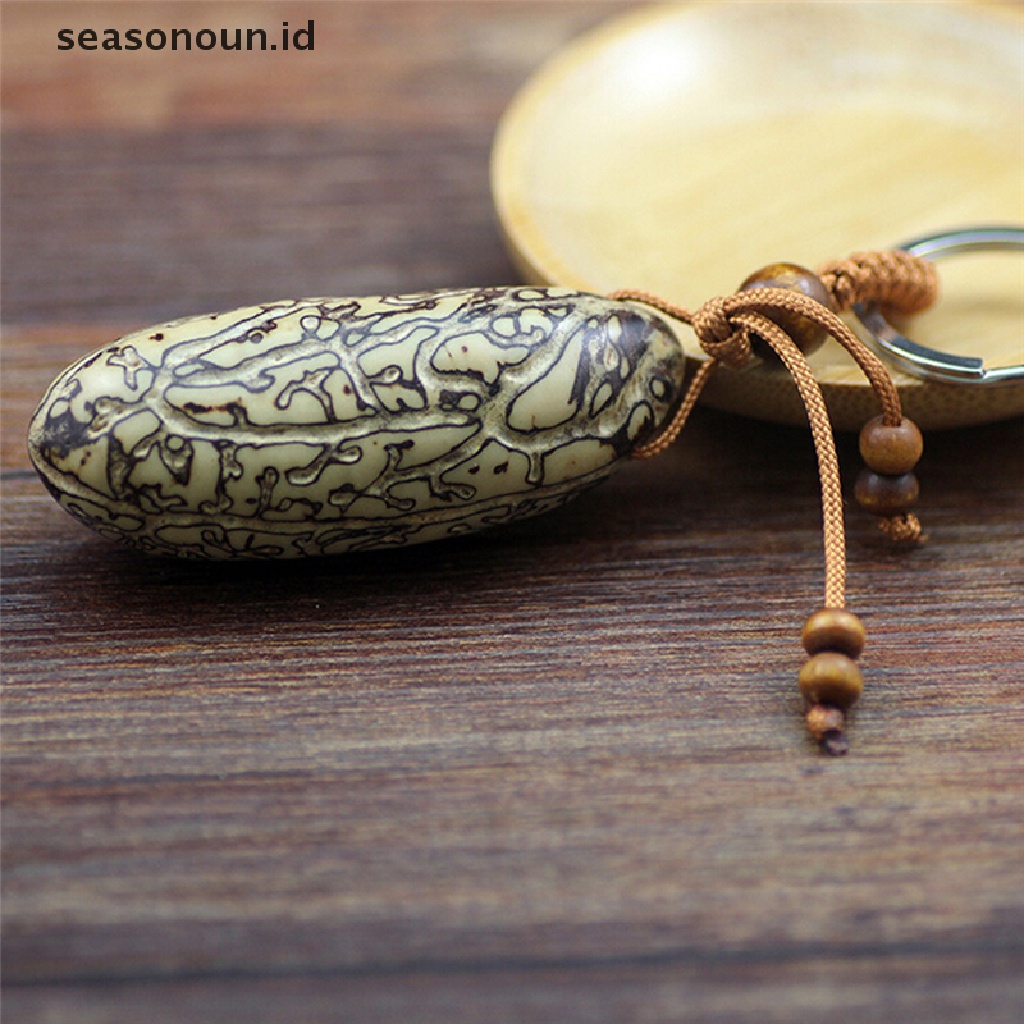 【seasonoun】 1 Pcs Bodhi Fruit Keychain Pendant Plastic Beads Keyring Buddhism Decor 6cm ID