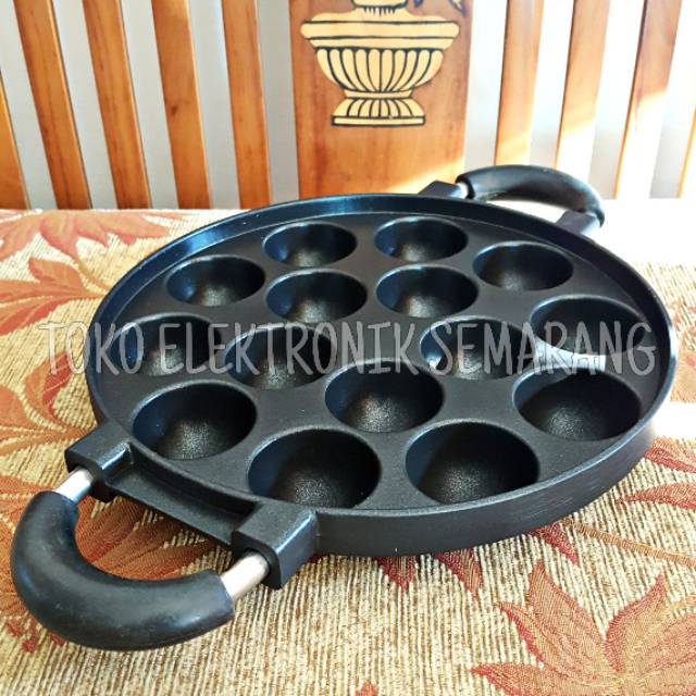 Q2 8503 WAJAN CETAKAN KUE CAKE PAN TEFLON 10 15 LUBANG DIAMETER 24CM PUKIS MARTABAK MINI TAKOYAKI