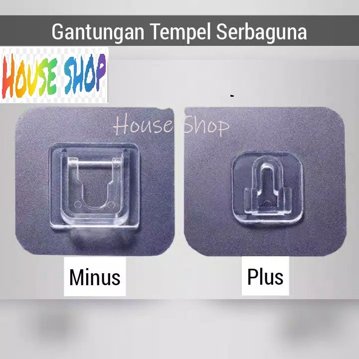 HS-0164 Gantungan Hook Tempel Socket Sepasang - Gantungan Plus Minus Serbaguna